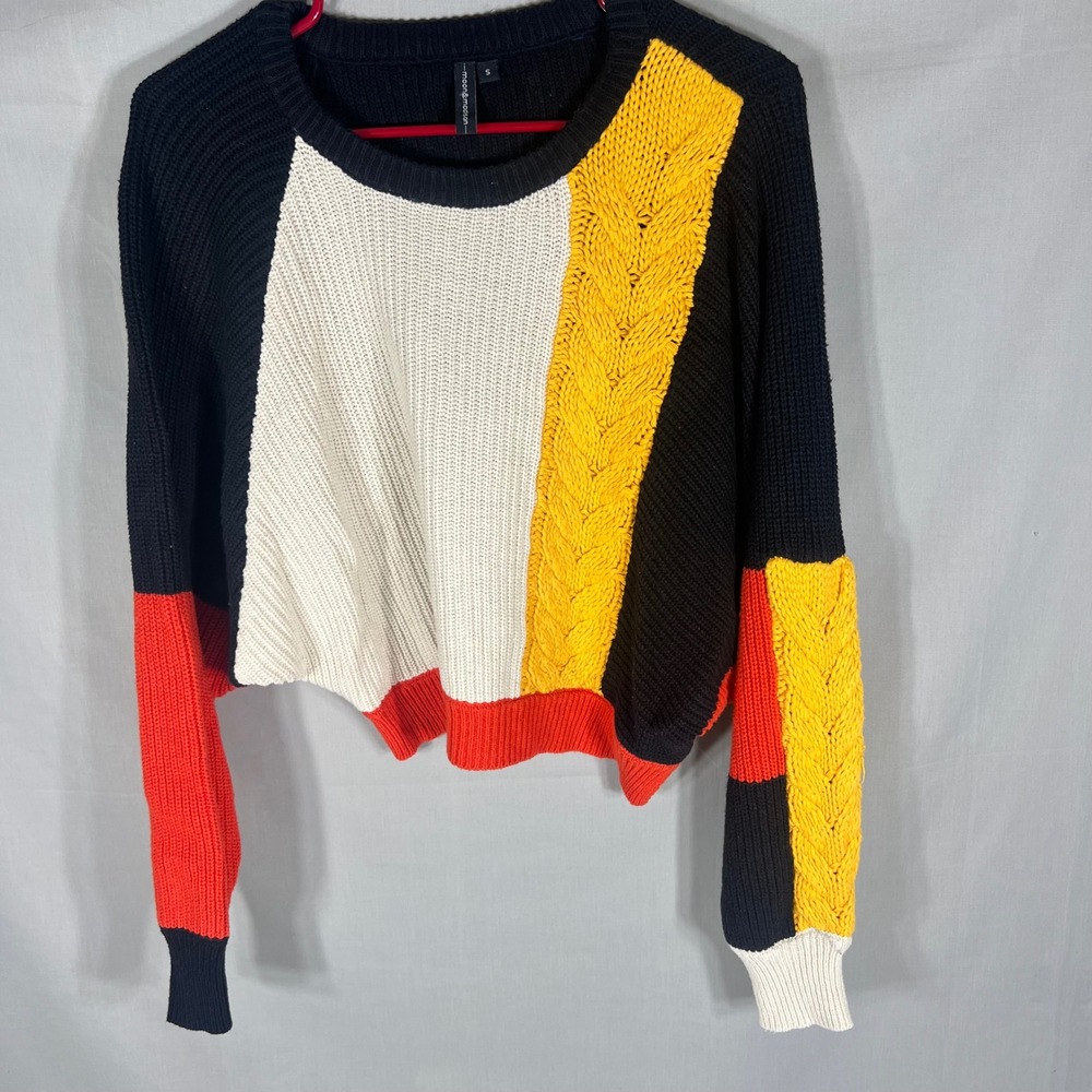 Moon & Madison Sweater Colorblock Cable Knit Multi Womens Size S
